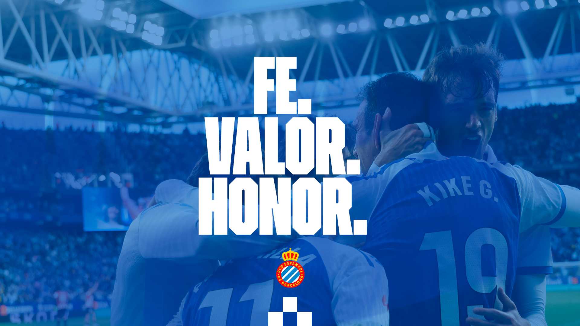 El RCDE Stadium se viste de FE. VALOR. HONOR.